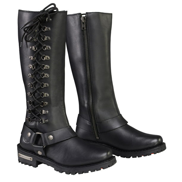 Milwaukee Leather Womens Lace to Toe Harness Boot Black, 8.5 